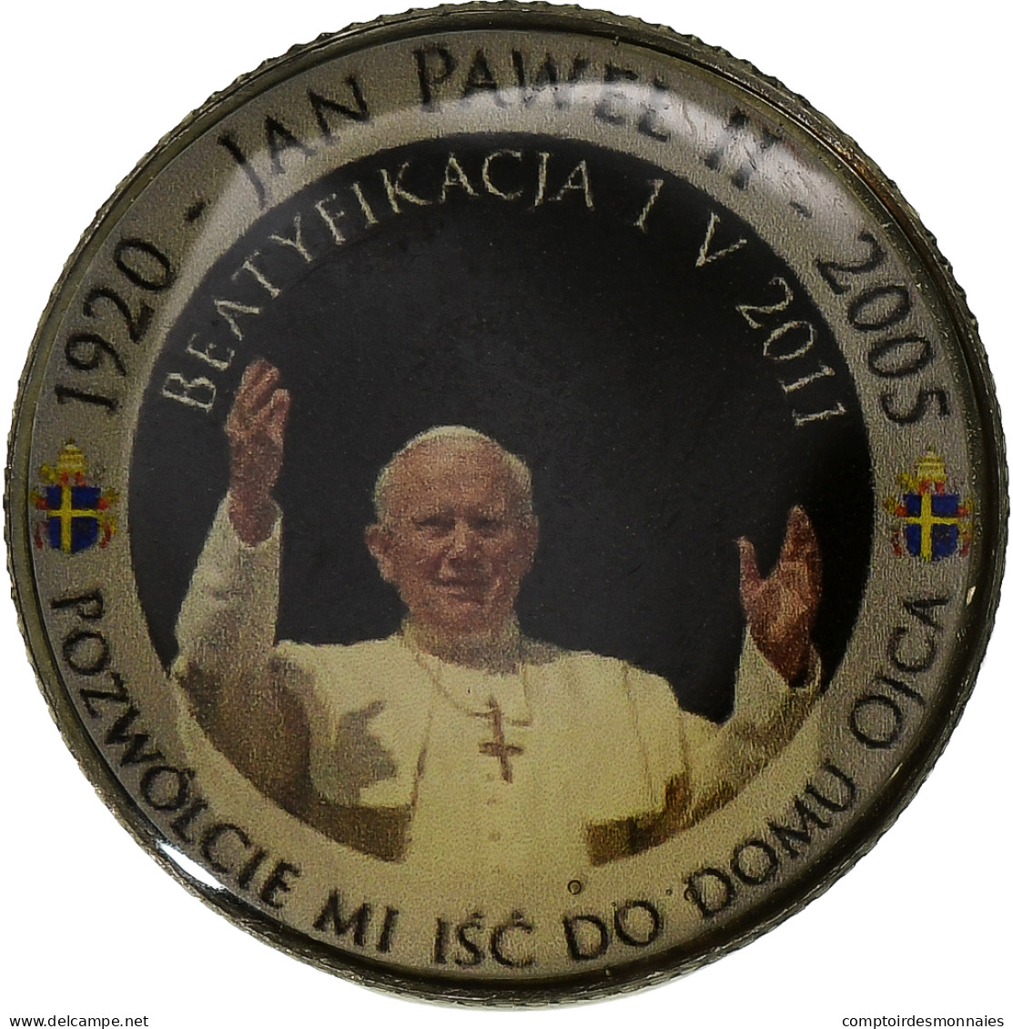 Pologne, Jeton, Le Pape Jean-Paul II, 1990, Cupro-nickel, Colorized, FDC - Andere & Zonder Classificatie