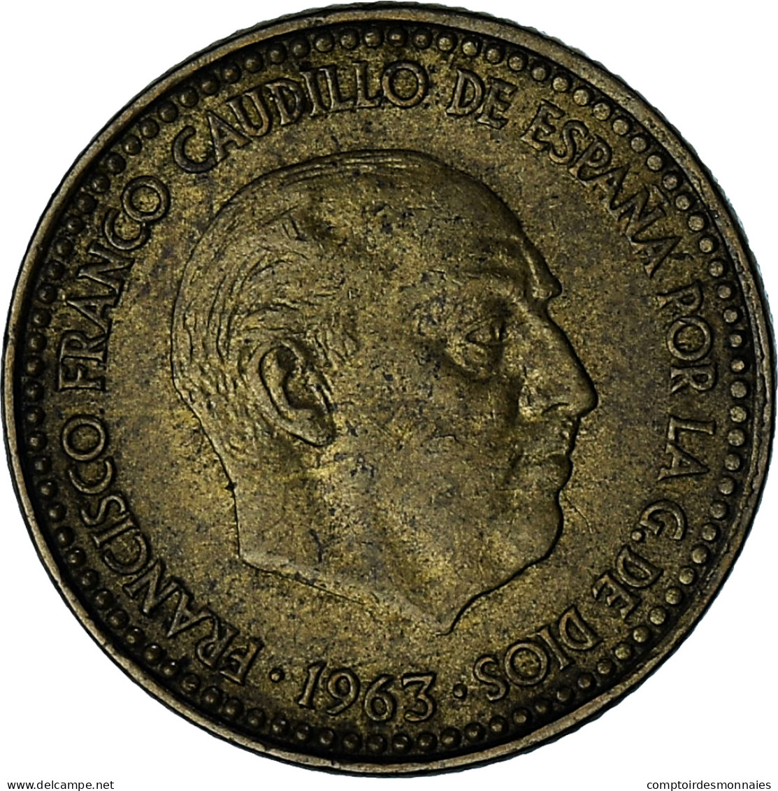 Espagne, Francisco Franco, Caudillo, Peseta, 1963 (65), Bronze-Aluminium, TTB - 1 Peseta