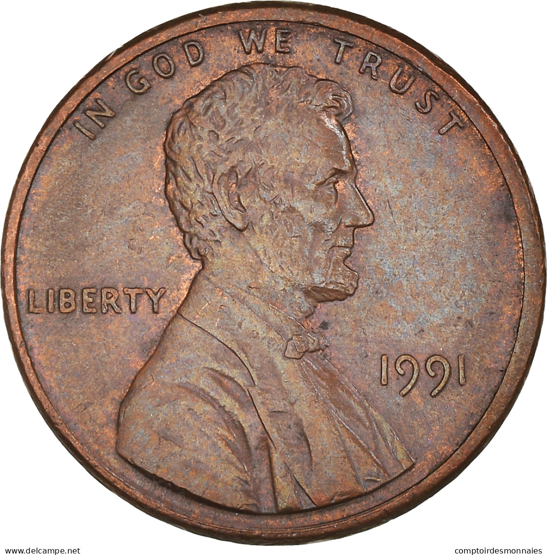 Monnaie, États-Unis, Lincoln Cent, Cent, 1991, U.S. Mint, Philadelphie, TTB - 1909-1958: Lincoln, Wheat Ears Reverse