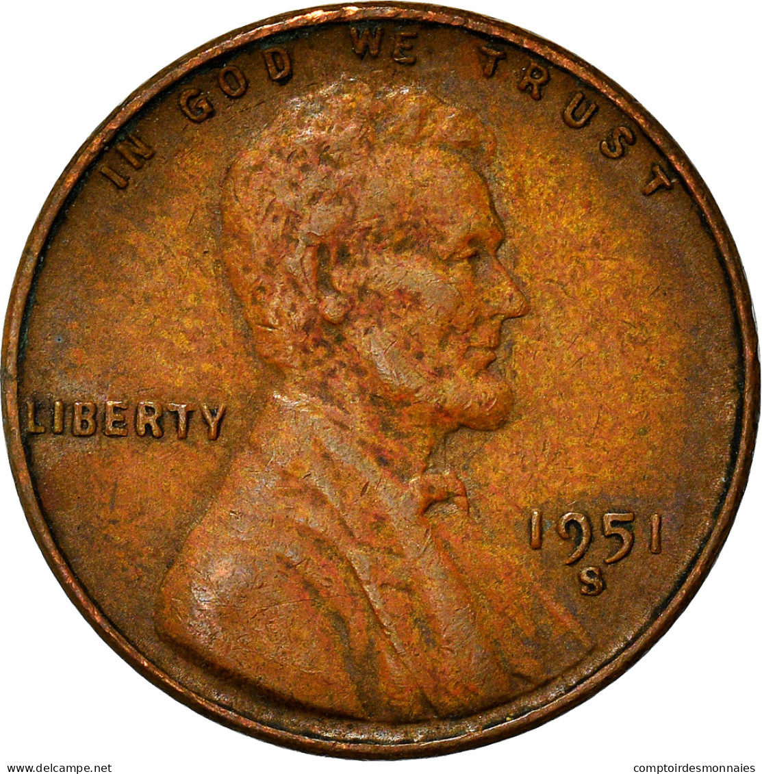 Monnaie, États-Unis, Lincoln Cent, Cent, 1951, U.S. Mint, San Francisco, TB+ - 1909-1958: Lincoln, Wheat Ears Reverse