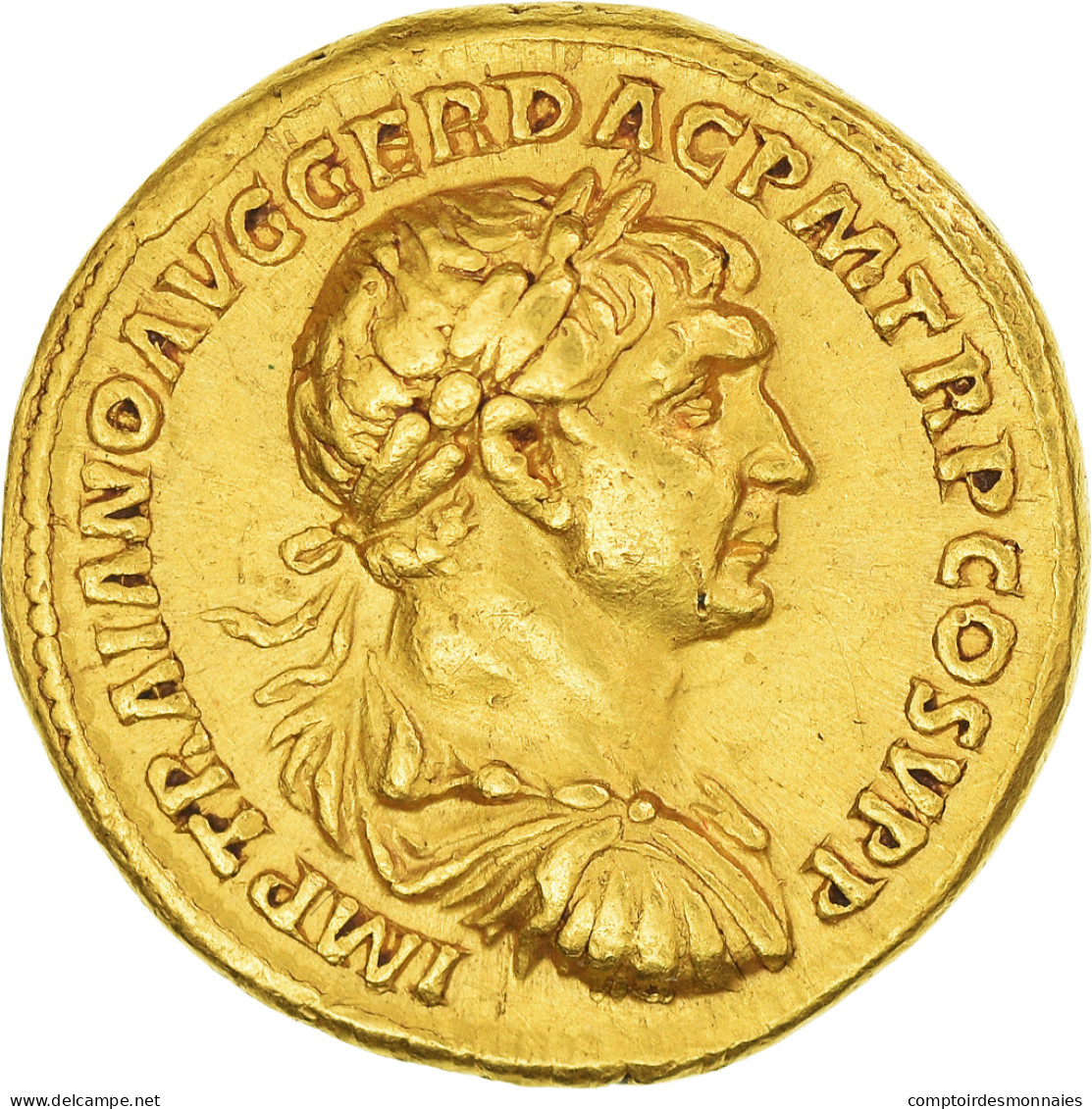 Monnaie, Trajan, Aureus, 107 AD, Rome, Rare, TTB+, Or, Calicó:1088, RIC:150 - La Dinastía Antonina (96 / 192)