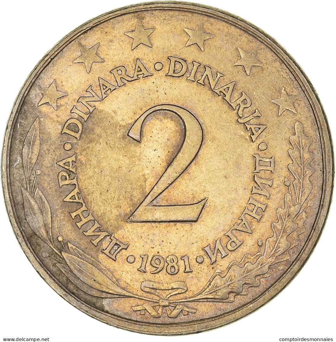 Monnaie, Yougoslavie, 2 Dinara, 1981, TTB, Cupro-nickel - Yugoslavia