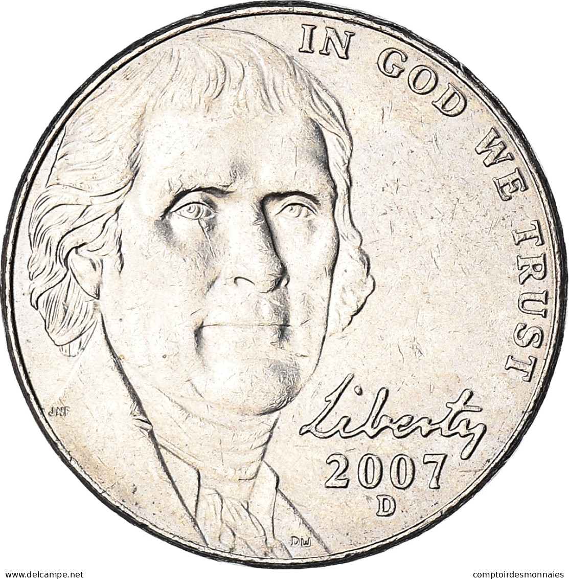 Monnaie, États-Unis, 5 Cents, 2007 - 1938-…: Jefferson