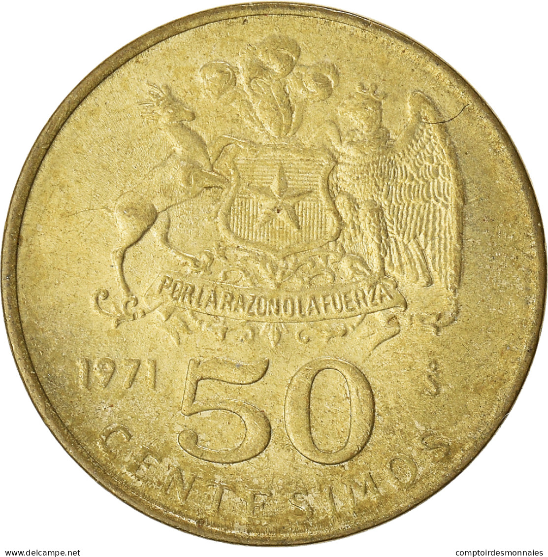 Monnaie, Chili, 50 Centesimos, 1971 - Chile