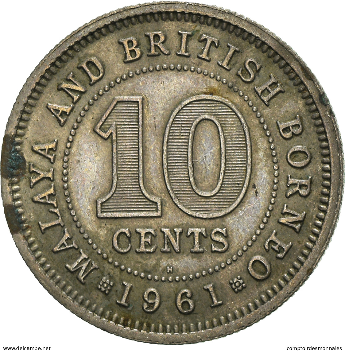 Monnaie, MALAYA & BRITISH BORNEO, 10 Cents, 1961, Heaton, TB+, Cupro-nickel - Malaysia