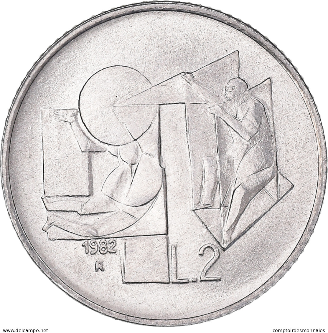 Monnaie, Saint Marin , 2 Lire, 1982, Rome, FDC, Aluminium, KM:132 - San Marino