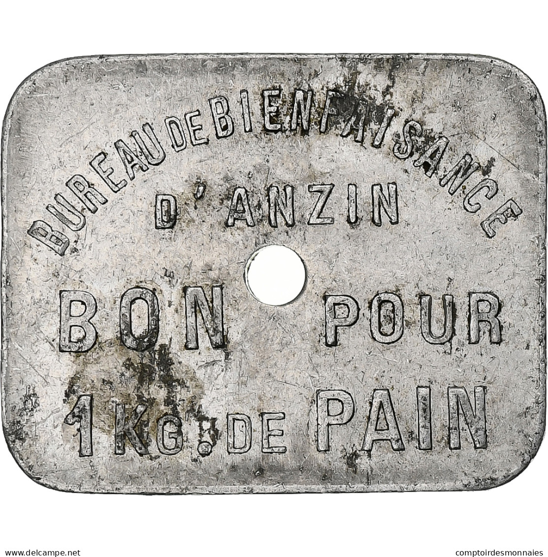 France, Bureau De Bienfaisance D'Anzin, 1 Kg Pain, TTB, Aluminium, Elie:10.1 - Monétaires / De Nécessité