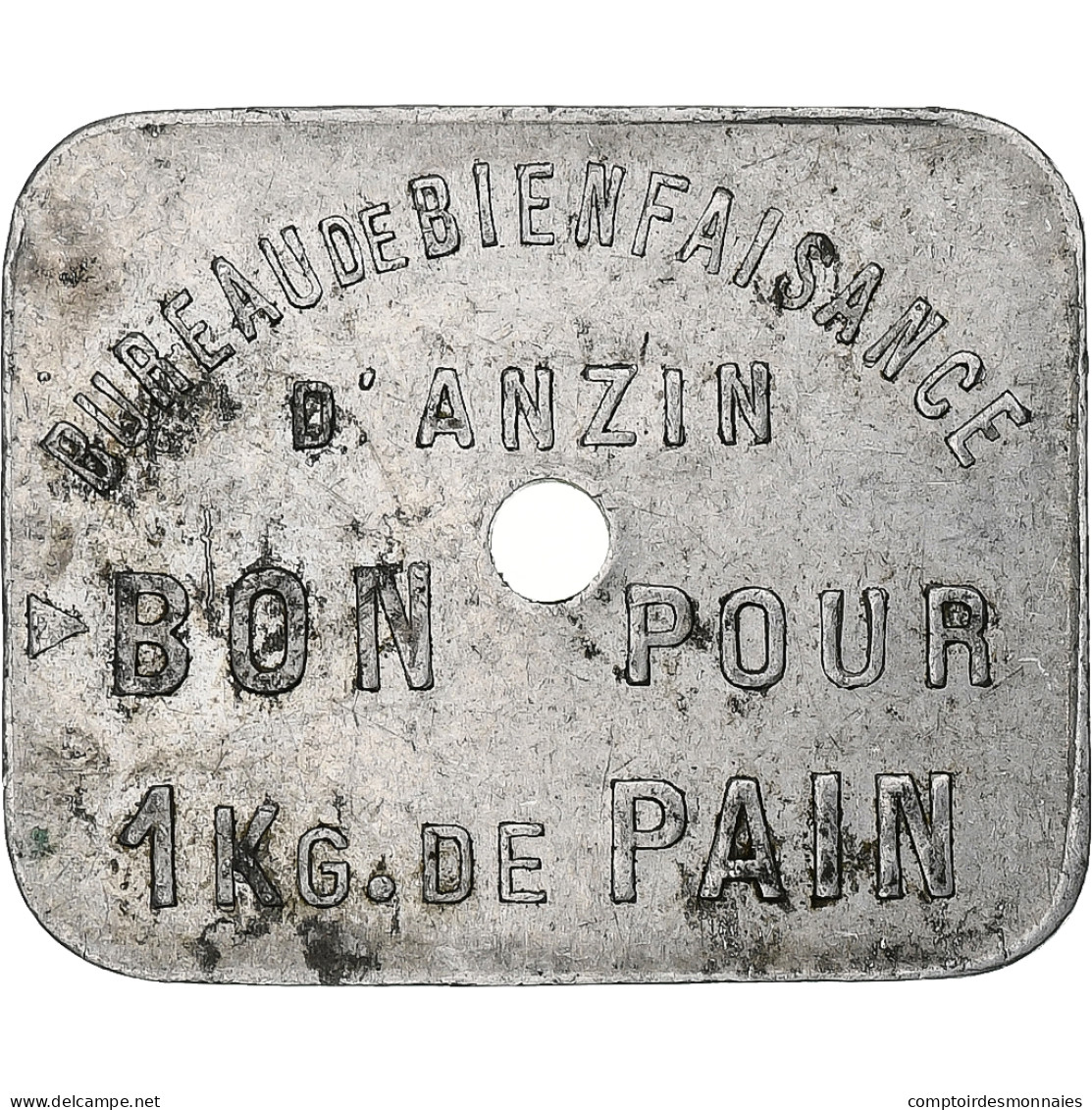 France, Bureau De Bienfaisance D'Anzin, 1 Kg Pain, TTB, Aluminium, Elie:10.1 - Monétaires / De Nécessité