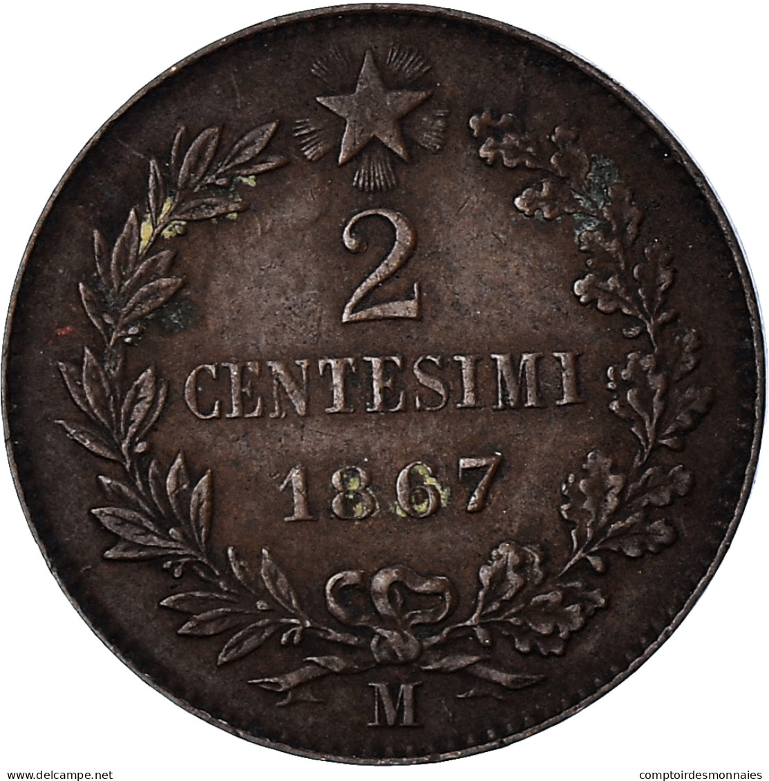 Monnaie, États Italiens, 2 Centesimi, 1867, Milan, TTB, Bronze, KM:2.1 - 1861-1878 : Vittoro Emanuele II