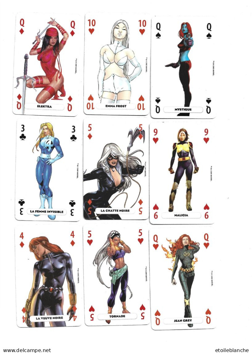 Cartes-jeu MARVEL, Personnages Féminins Sexy, Dame De Pique, Carreau, Trèfle, Coeur, Veuve Noire, Tornade ... - Playing Cards (classic)
