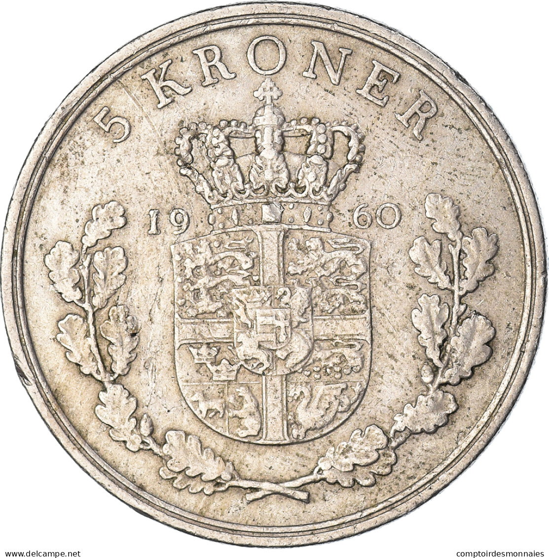 Monnaie, Danemark, 5 Kroner, 1960 - Dinamarca