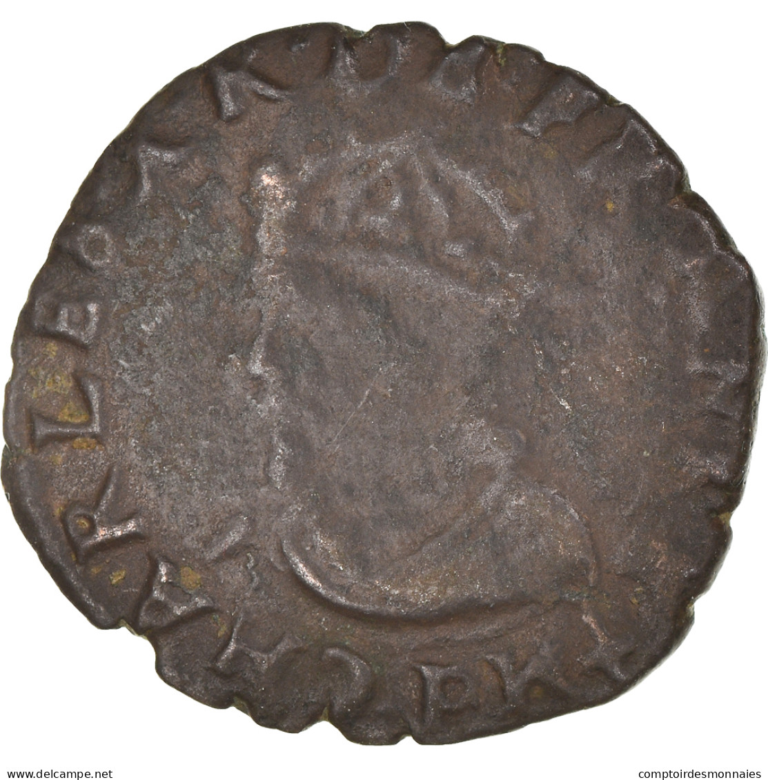 Monnaie, France, Charles X, Double Tournois, 1590, Dijon, TB, Cuivre, CGKL:146 - 1589-1610 Henry IV The Great