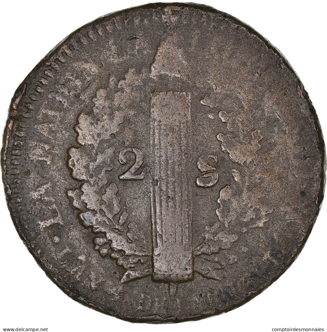 Monnaie, France, Louis XVI, 2 Sols Français, 2 Sols, 1792, Strasbourg, TB - Other & Unclassified