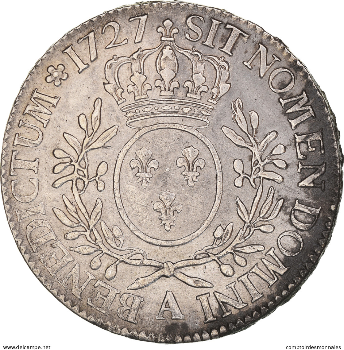 Monnaie, France, Louis XV, Écu Aux Branches D'olivier, Ecu, 1727, Paris, TTB+ - 1715-1774 Luigi XV Il Beneamato