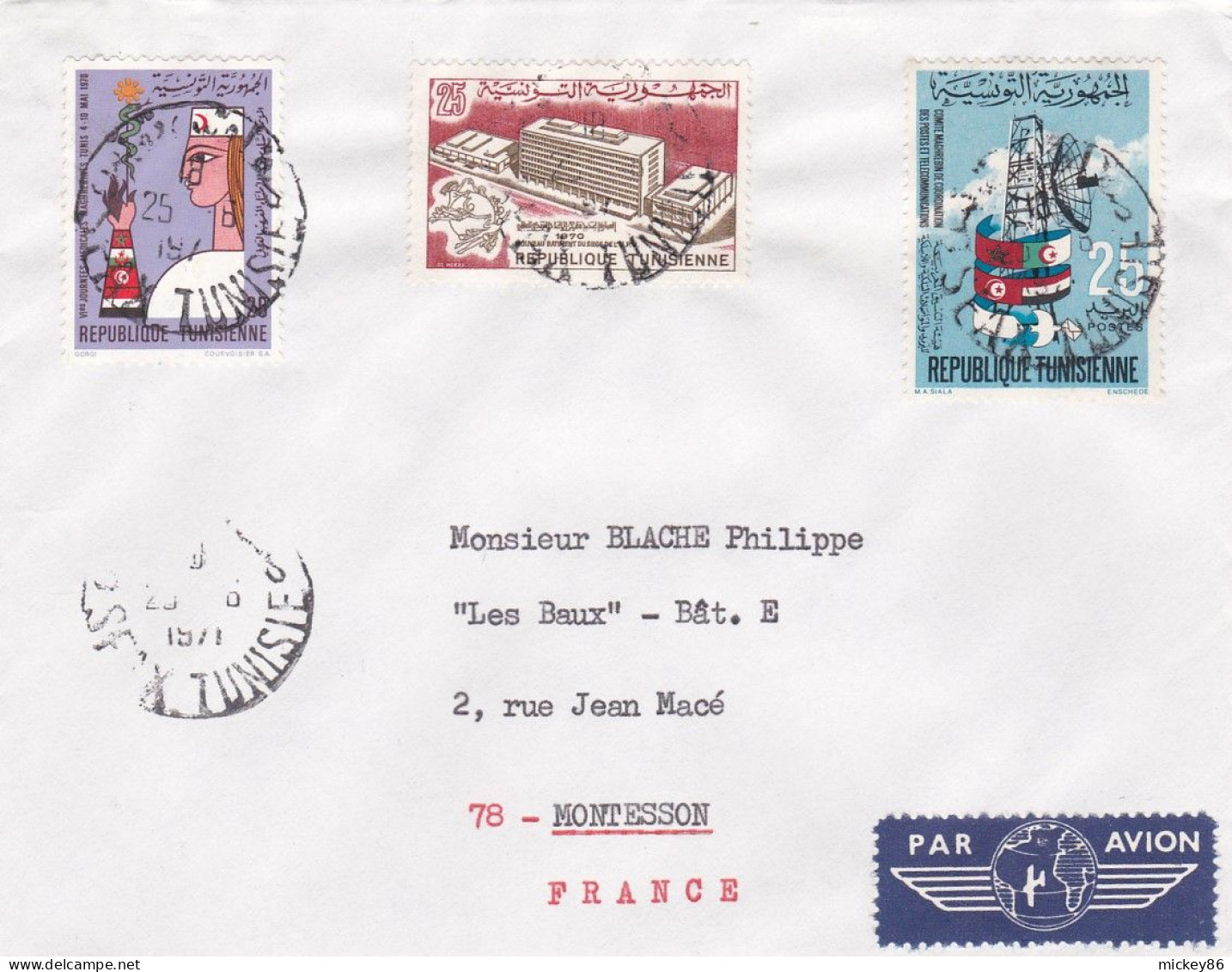 TUNISIE -1971--lettre SFAX  Pour Montesson-78 (France),.timbres Divers ..cachet - Tunisia