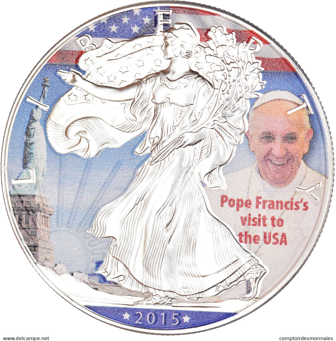 Monnaie, États-Unis, Silver Eagle, Dollar, 2015, Philadelphie, Colorisé, FDC - Plata