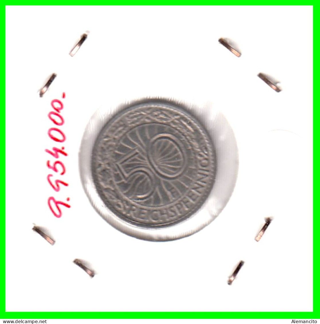 GERMANY REPÚBLICA DE WEIMAR 50 REICHSPFENNIG ( 1928 CECA - F )  (REICHSPFENNIG KM # 40 - 50 Rentenpfennig & 50 Reichspfennig
