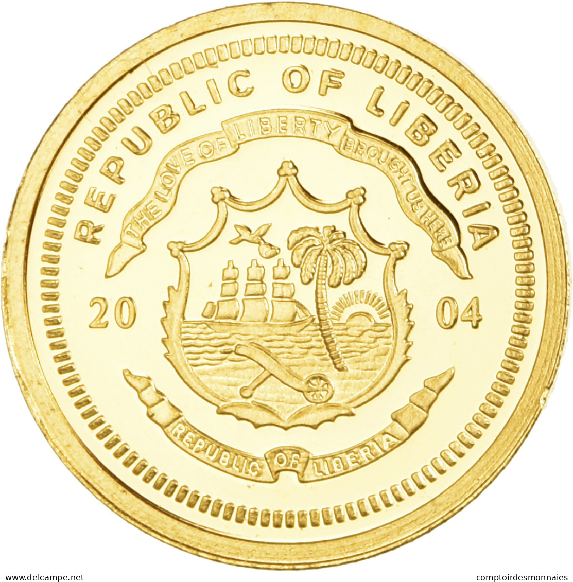 Monnaie, Libéria, Jules Verne, 25 Dollars, 2004, American Mint, Proof, FDC, Or - Liberia