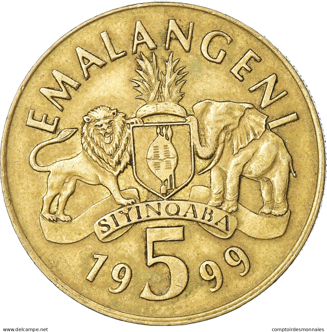 Monnaie, Eswatini, King Msawati III, 5 Emalangeni, 1999, TTB, Laiton, KM:47 - Swasiland