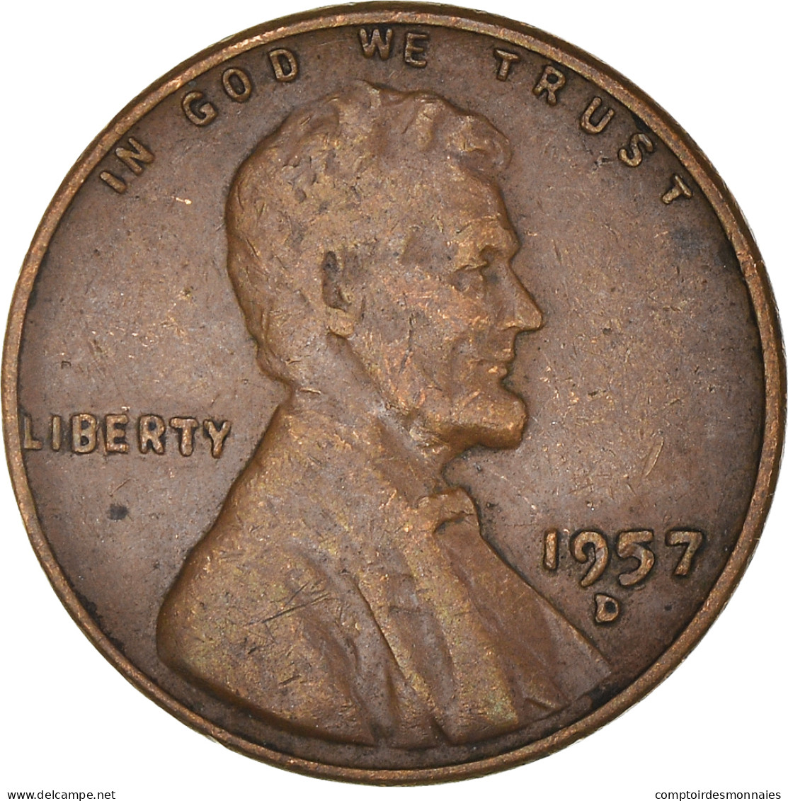 Monnaie, États-Unis, Lincoln Cent, Cent, 1957, U.S. Mint, Denver, TB+, Laiton - 1959-…: Lincoln, Memorial Reverse