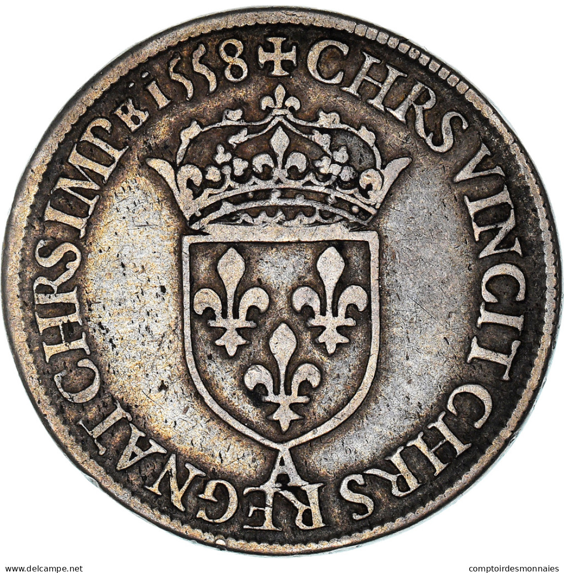 France, Henri II, Teston Au Moulin, 1558, Paris, Argent, TTB, Sombart:4588 - 1547-1559 Enrico II