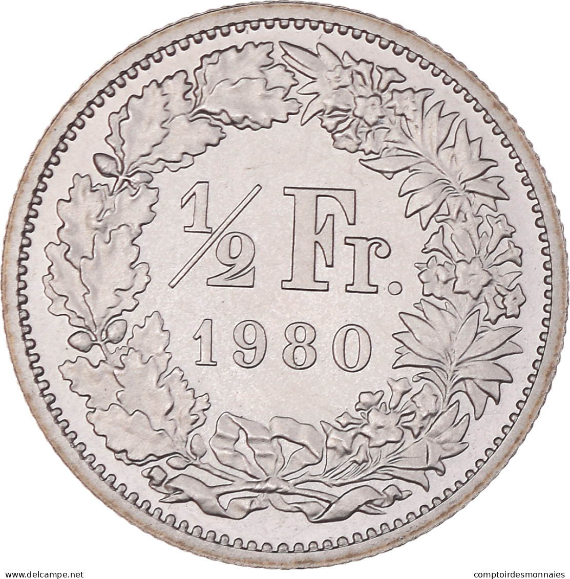 Monnaie, Suisse, 1/2 Franc, 1980, Bern, Proof, SUP+, Cupro-nickel, KM:23a.1 - Autres & Non Classés