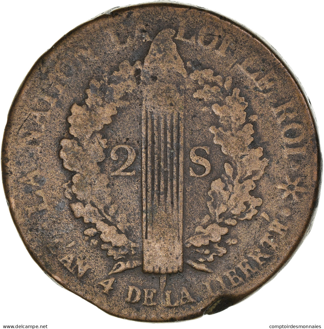 Monnaie, France, Louis XVI, 2 Sols Français, 2 Sols, 1792, Strasbourg, TB+ - Other & Unclassified