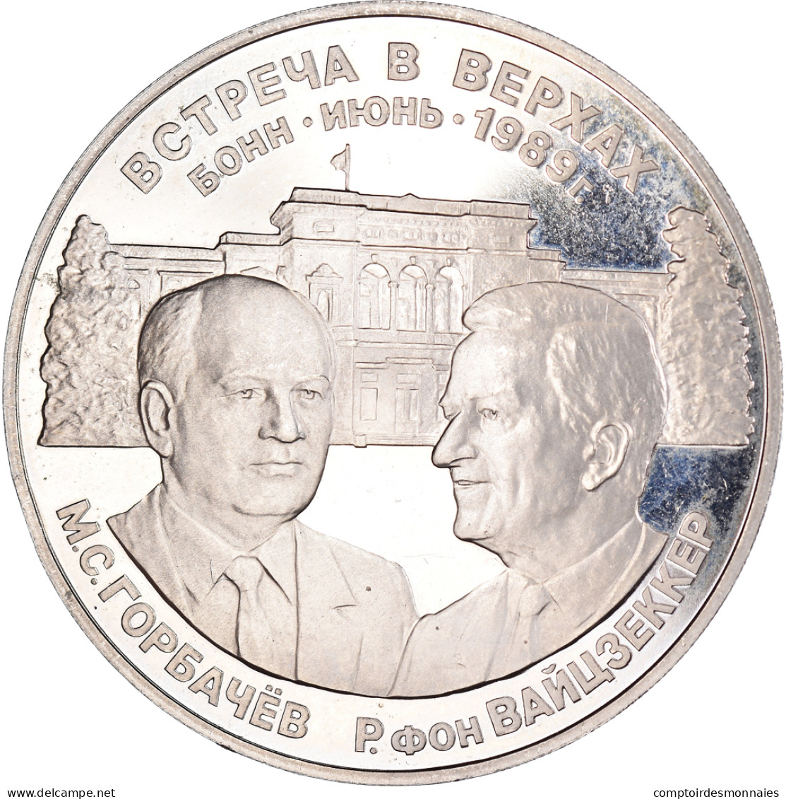 Russie, Médaille, Gorbachev Weizsäcker Meeting Bonn 1989 Silver. Be, 1989 - Andere & Zonder Classificatie