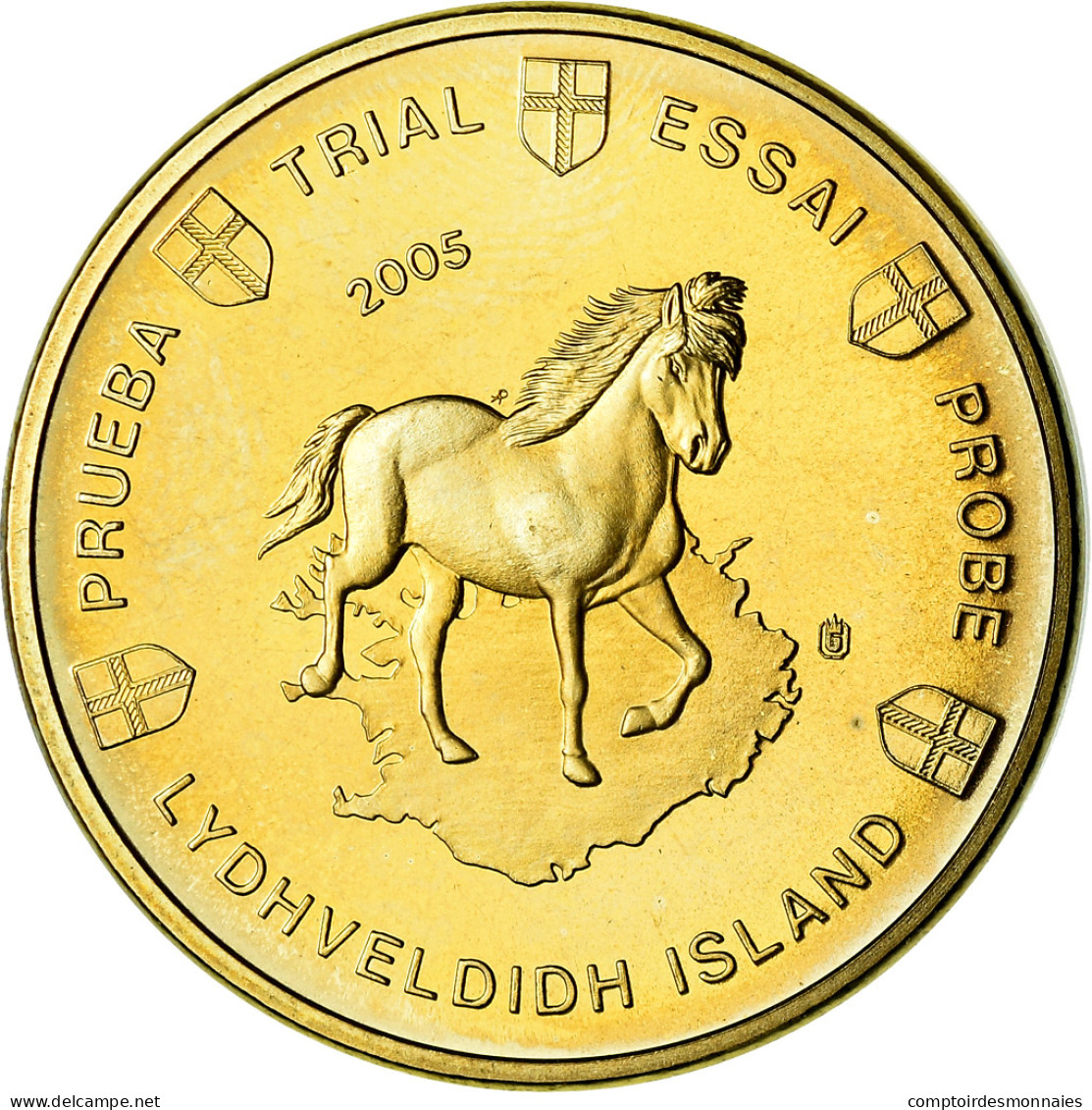 Iceland, 50 Euro Cent, 2005, Unofficial Private Coin, SPL, Laiton - Privatentwürfe