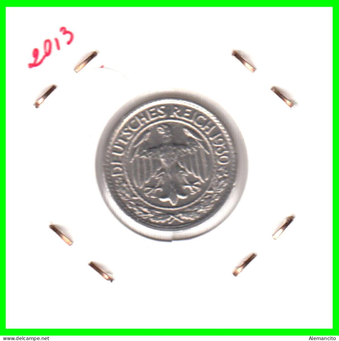 GERMANY REPÚBLICA DE WEIMAR 50 REICHSPFENNIG ( 1930 CECA - D )  (REICHSPFENNIG KM # 40 - 50 Rentenpfennig & 50 Reichspfennig