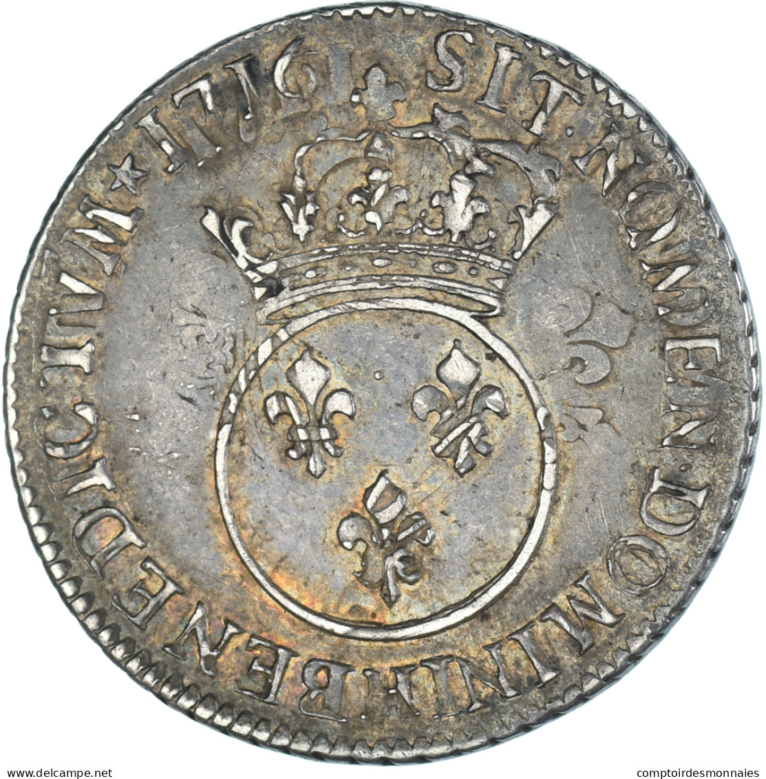 Monnaie, France, Louis XV, 1/4 Ecu Vertugadin, 1716, La Rochelle, Réformé - 1715-1774 Luis XV El Bien Amado