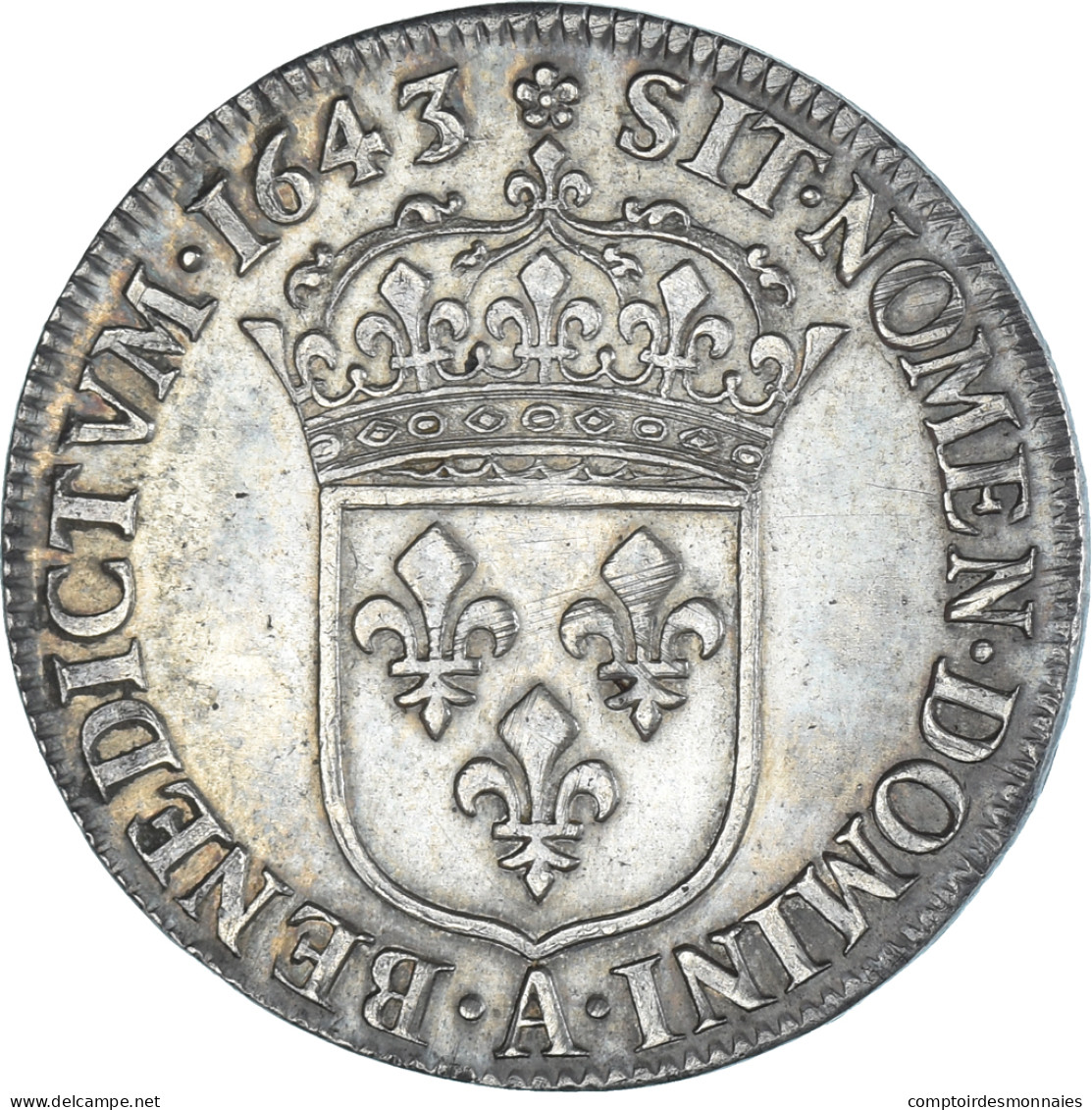 Monnaie, France, Louis XIII, 1/4 écu, 2e Poinçon De Warin, 1643, Paris, SUP - 1610-1643 Louis XIII Le Juste