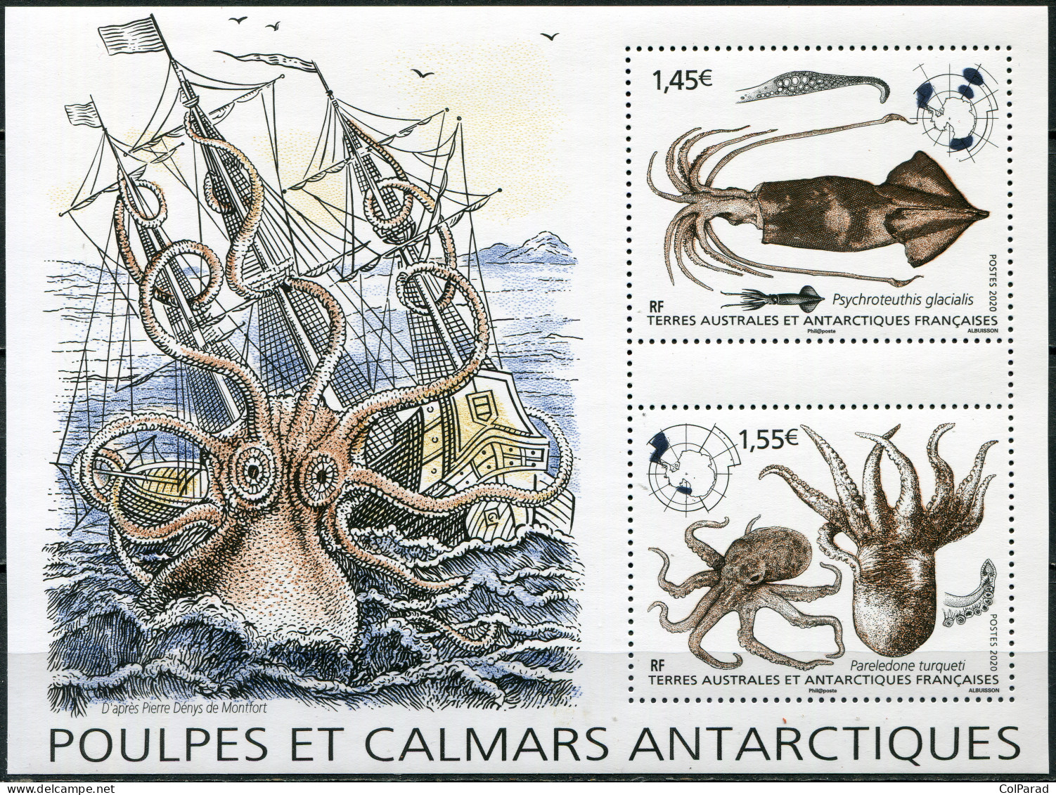 TAAF - 2020 - SOUVENIR SHEET MNH ** - Antarctic Squid And Octopus - Unused Stamps