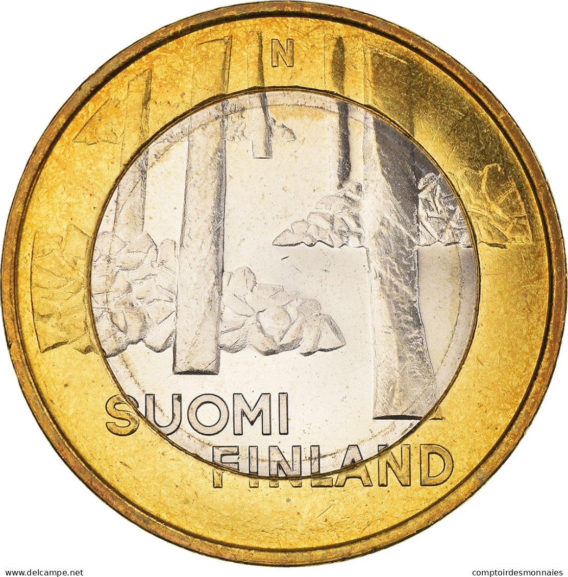 Finlande, 5 Euro, Satakunta, Sammallahdenkmäki, 2013, SPL, Bimétallique - Finlandia