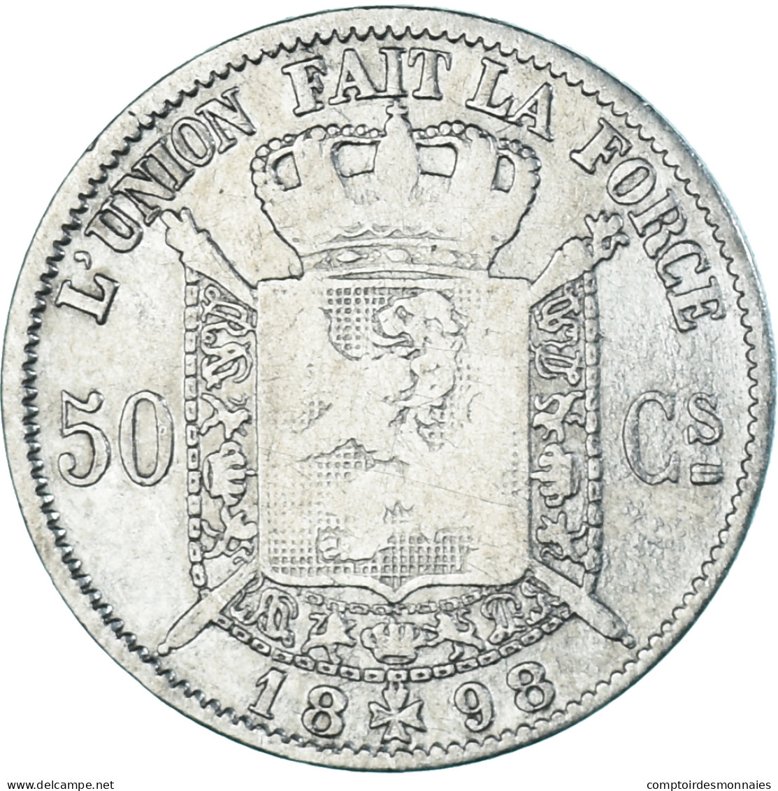 Monnaie, Belgique, Leopold II, 50 Centimes, 1898, Bruxelles, TB+, Argent, KM:26 - 50 Centimes