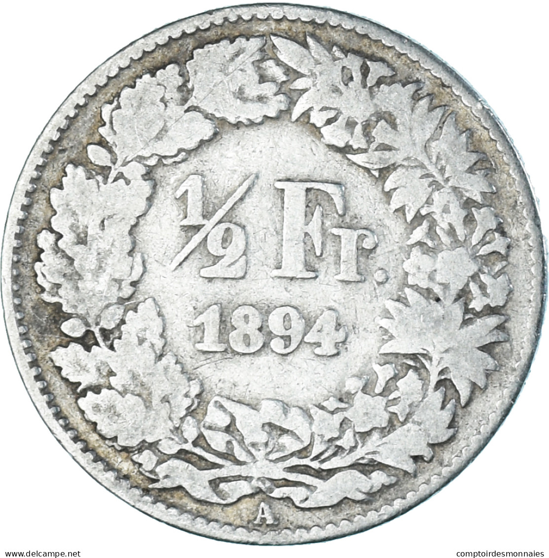 Monnaie, Suisse, 1/2 Franc, 1894, Paris, Rare, TB, Argent, KM:23 - Autres & Non Classés