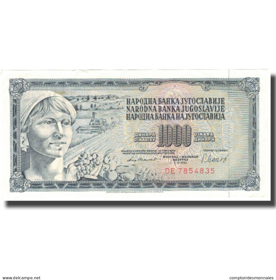 Billet, Yougoslavie, 1000 Dinara, 1981, 1981-11-04, KM:92a, TTB+ - Jugoslavia