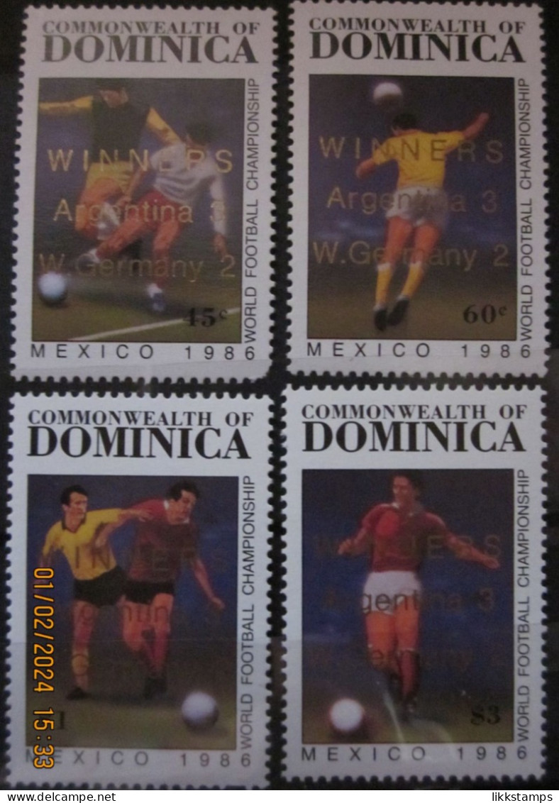 DOMINICA 1986 ~ S.G. 1022 - 1025, ~ WORLD CUP, MEXICO '86. ~ MNH #03236 - Dominica (1978-...)