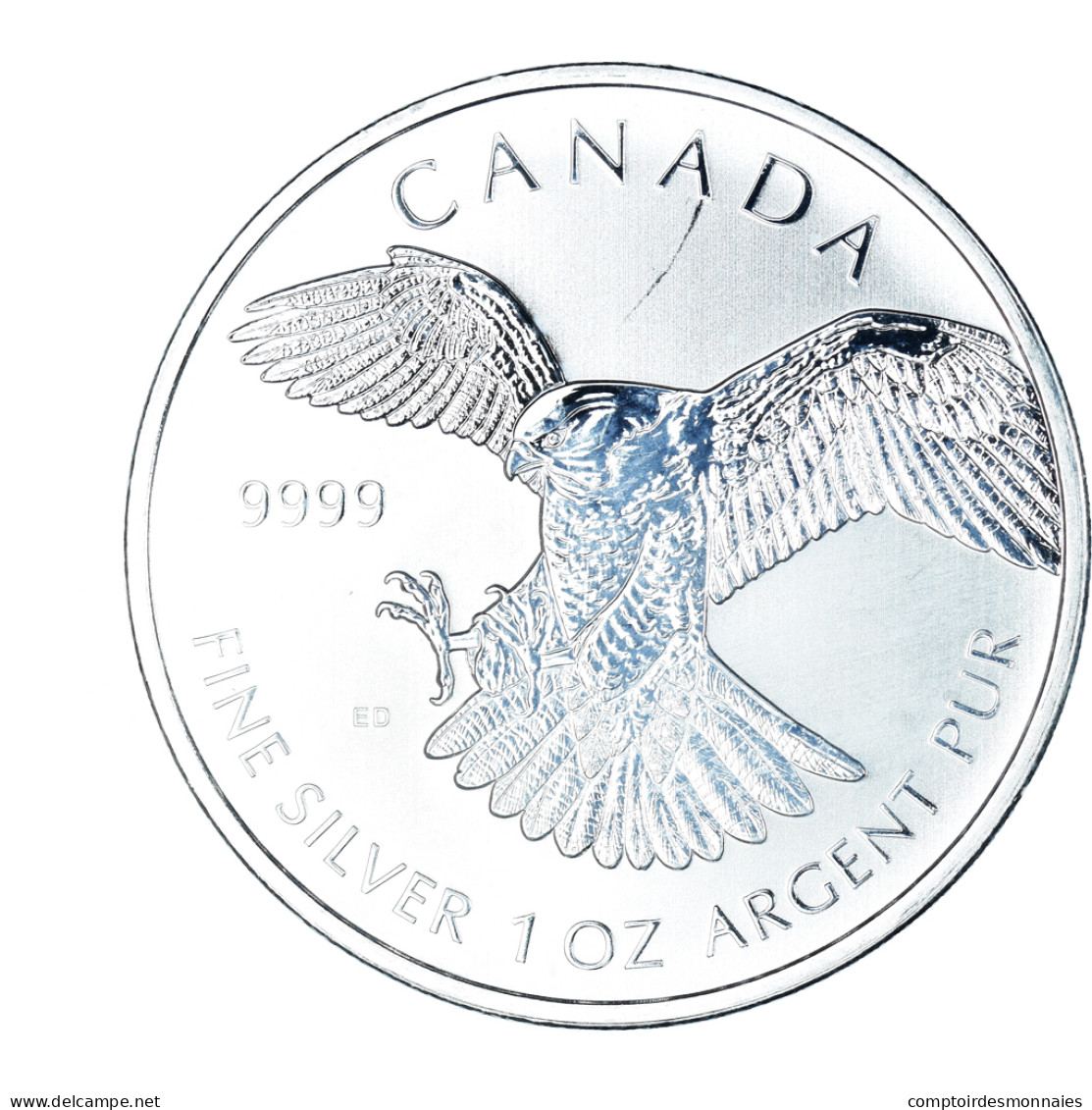 Monnaie, Canada, Elizabeth II, Faucon Pèlerin, 5 Dollars, 2014, FDC, Argent - Canada