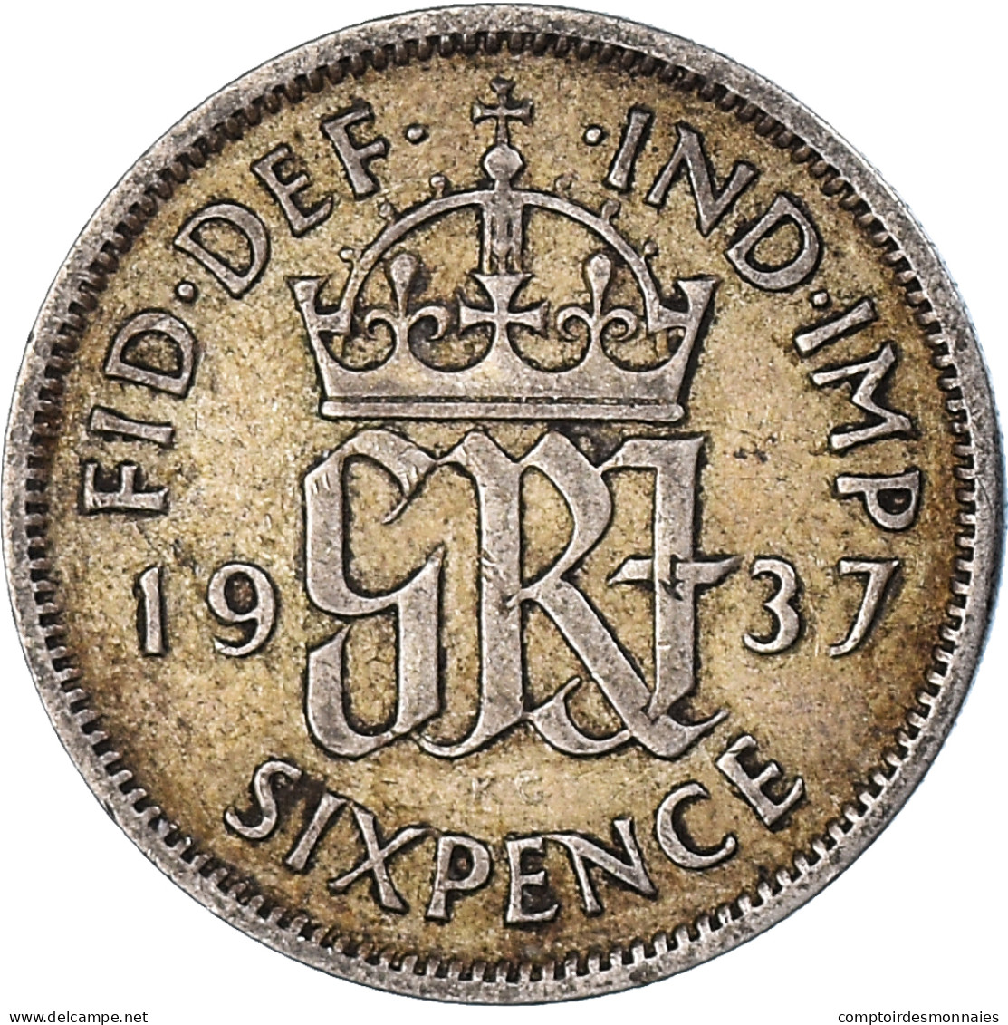 Monnaie, Grande-Bretagne, George VI, 6 Pence, 1937, TB+, Argent, KM:852 - H. 6 Pence