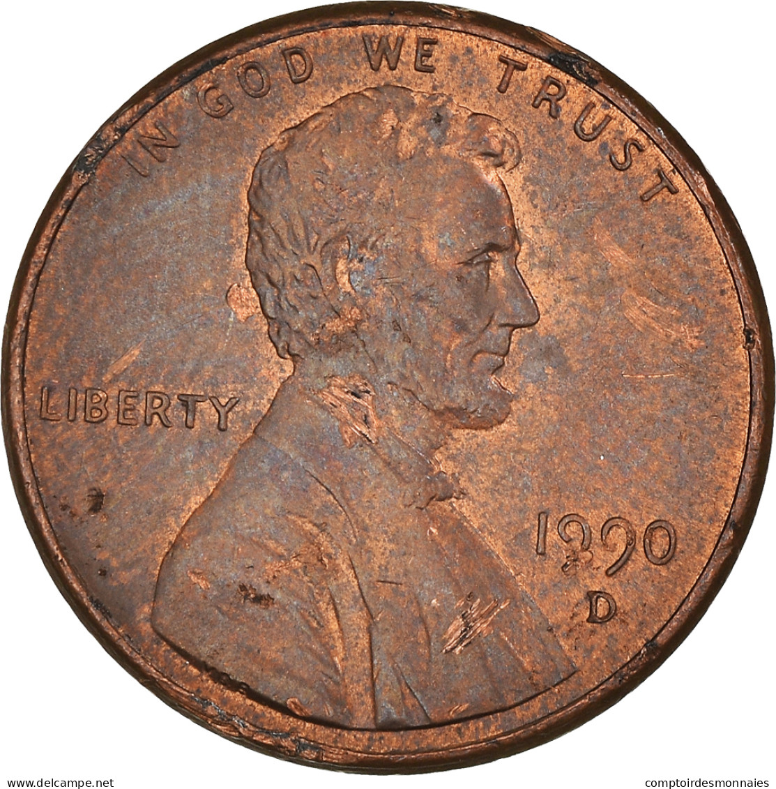 Monnaie, États-Unis, Lincoln Cent, Cent, 1990, U.S. Mint, Denver, TB, Copper - 1909-1958: Lincoln, Wheat Ears Reverse