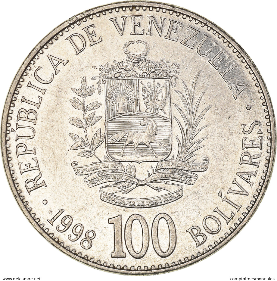 Monnaie, Venezuela, 100 Bolivares, 1998, TTB, Nickel Clad Steel, KM:78.1 - Venezuela