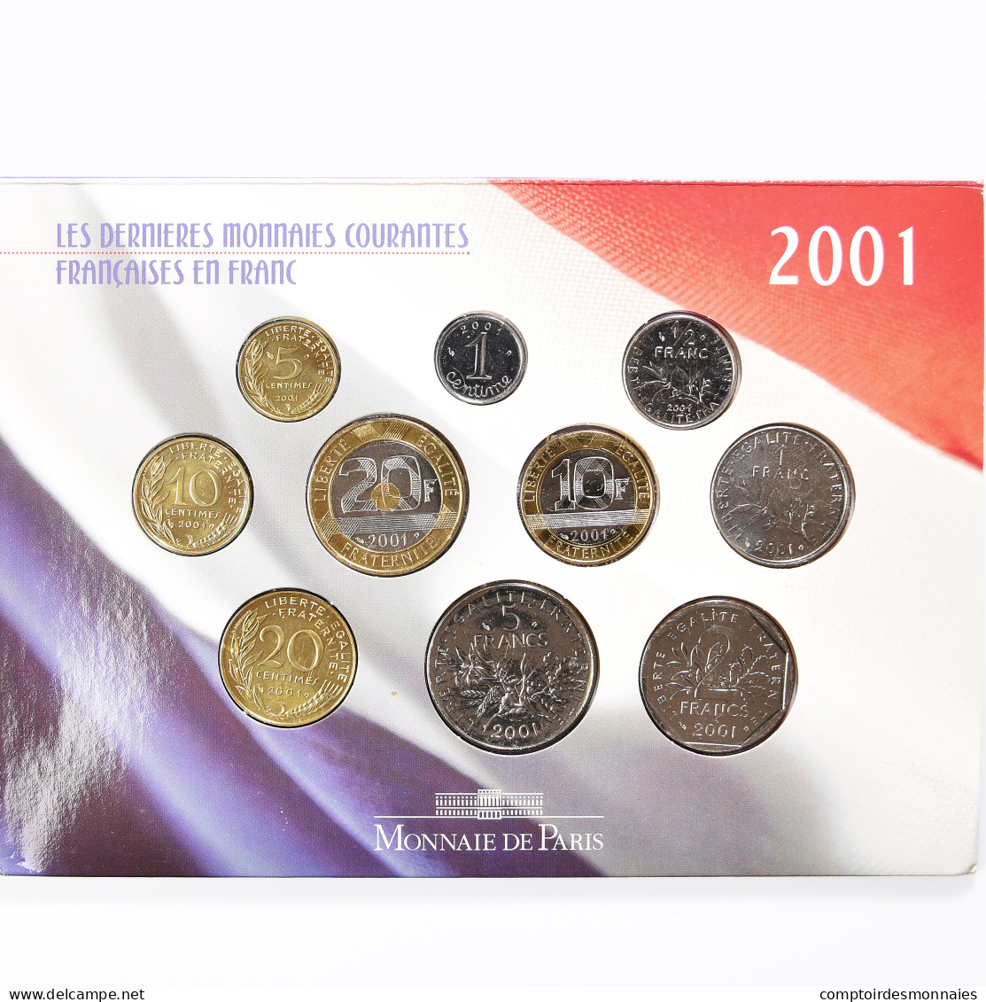 Monnaie, France, Monnaie De Paris, Set 10 Monnaies., 2001, BU, FDC, (No - Commémoratives