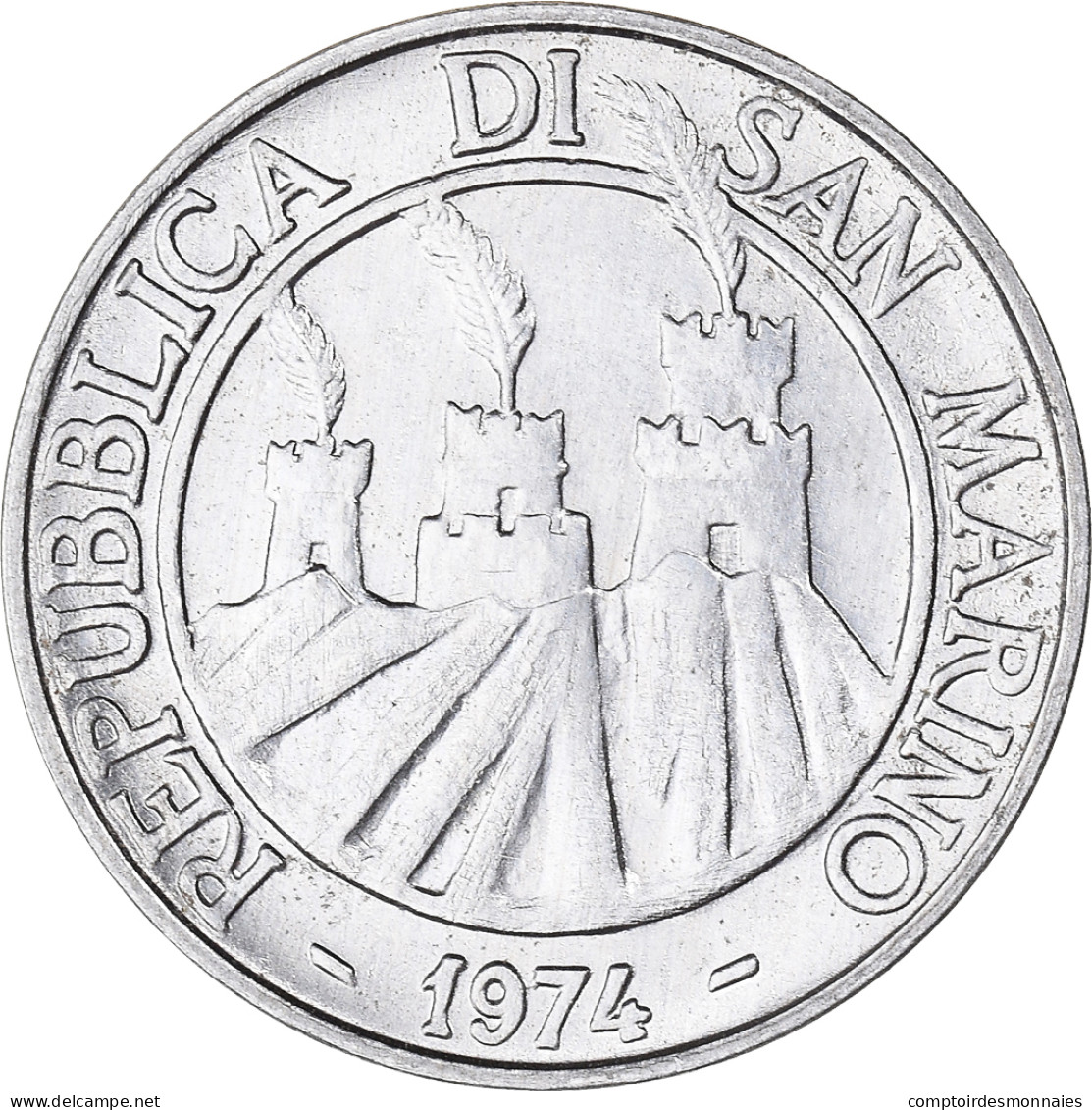 Monnaie, Saint Marin , 10 Lire, 1974, Rome, FDC, Aluminium, KM:33 - Saint-Marin