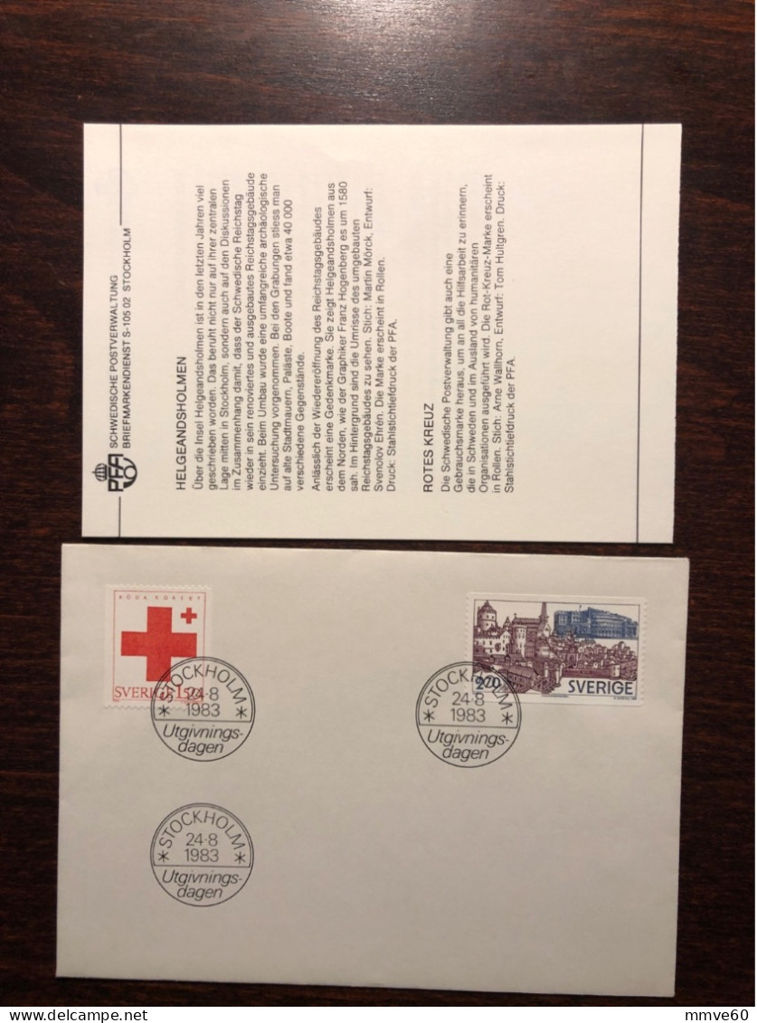 SWEDEN FDC COVER 1983 YEAR RED CROSS HEALTH MEDICINE STAMPS - FDC