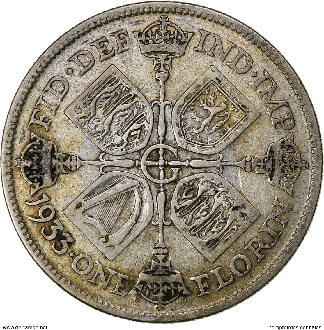 Grande-Bretagne, George V, Florin, 1933, British Royal Mint, TB+, Argent, KM:834 - J. 1 Florin / 2 Shillings