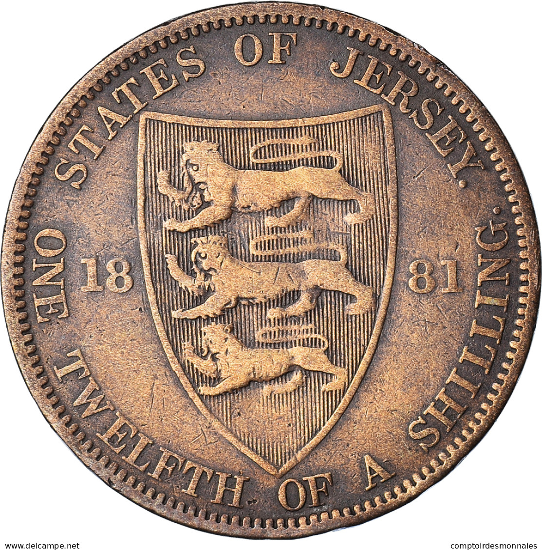 Monnaie, Jersey, Victoria, 1/12 Shilling, 1881, TTB, Bronze, KM:8 - Jersey