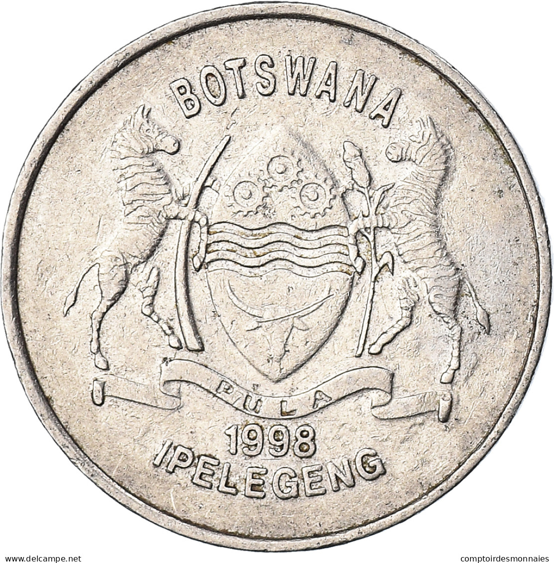 Monnaie, Botswana, 50 Thebe, 1998, British Royal Mint, TB, Nickel Plaqué Acier - Botswana