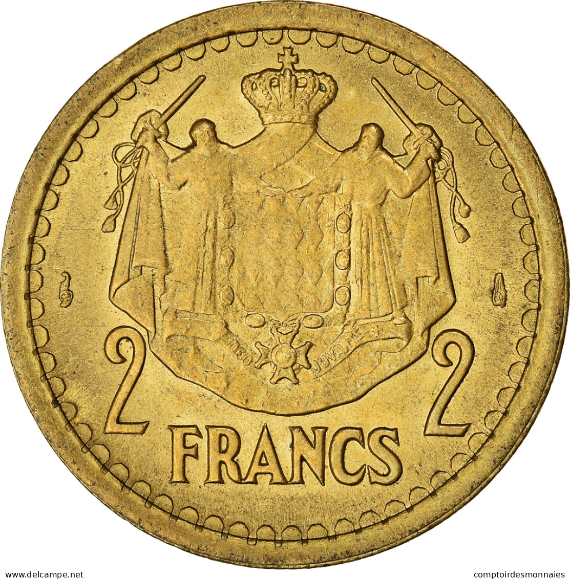 Monnaie, Monaco, 2 Francs, 1943, Paris, TTB+, Cupro-Aluminium, Gadoury:134 - 1922-1949 Louis II.