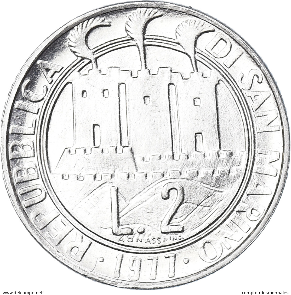 Monnaie, Saint Marin , 2 Lire, 1977, Rome, FDC, FDC, Aluminium, KM:64 - Saint-Marin